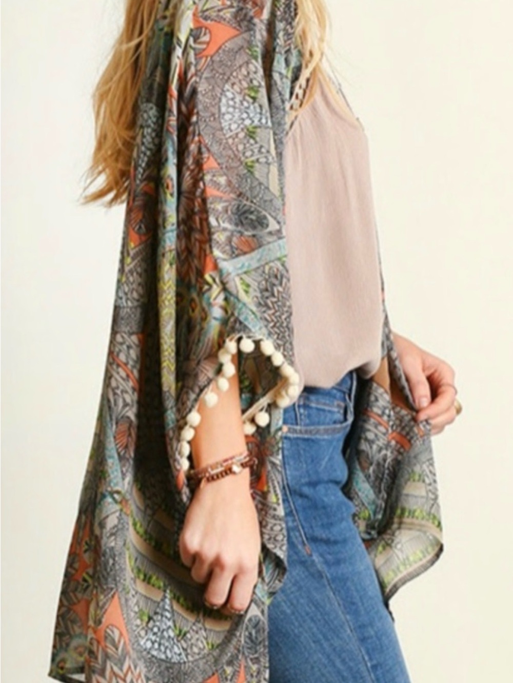 Umgee Sheer Multi-Color Boho Western Kimono Wrap